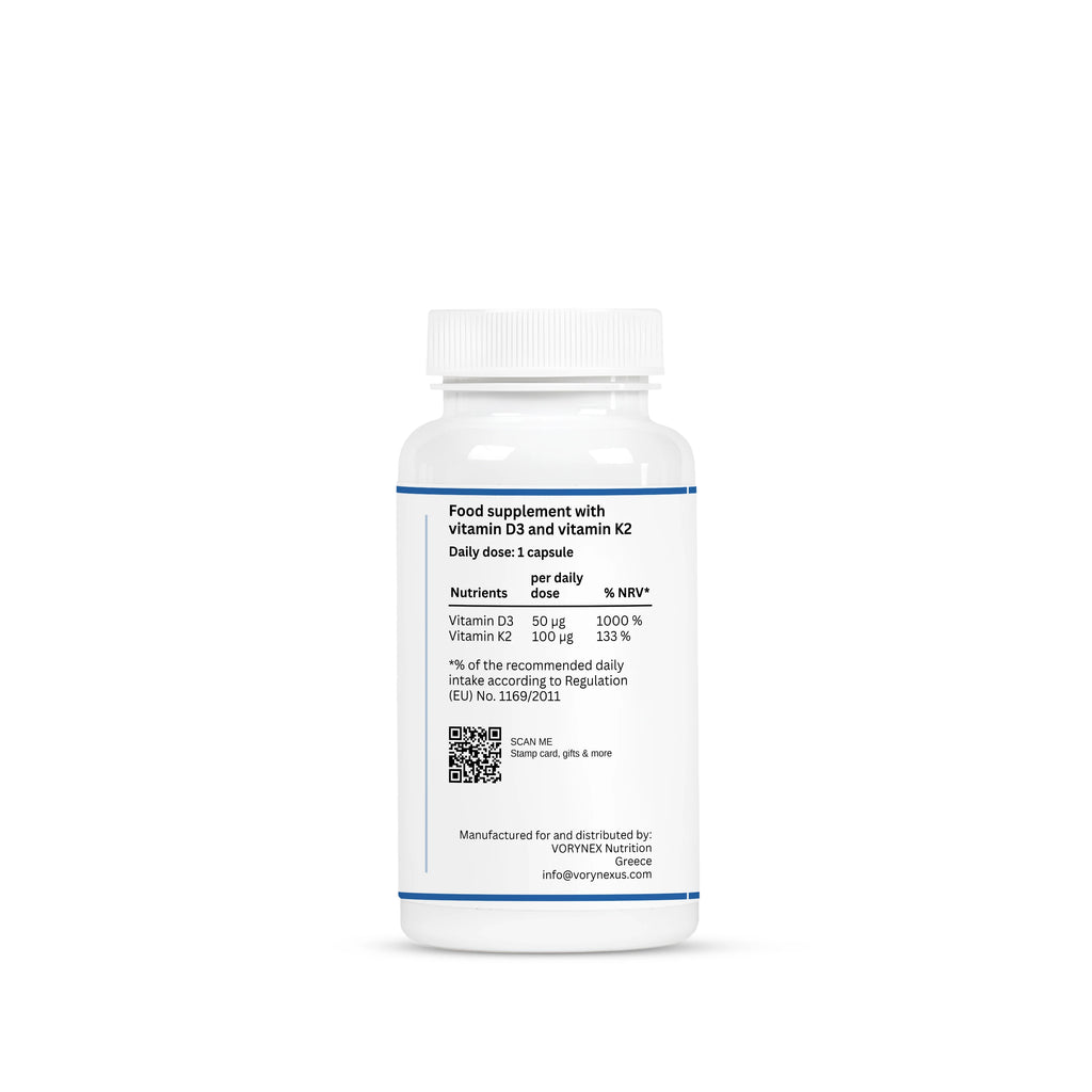 Vitamin D3 + K2 (MK-7) – 90 Capsules | VORYNEX