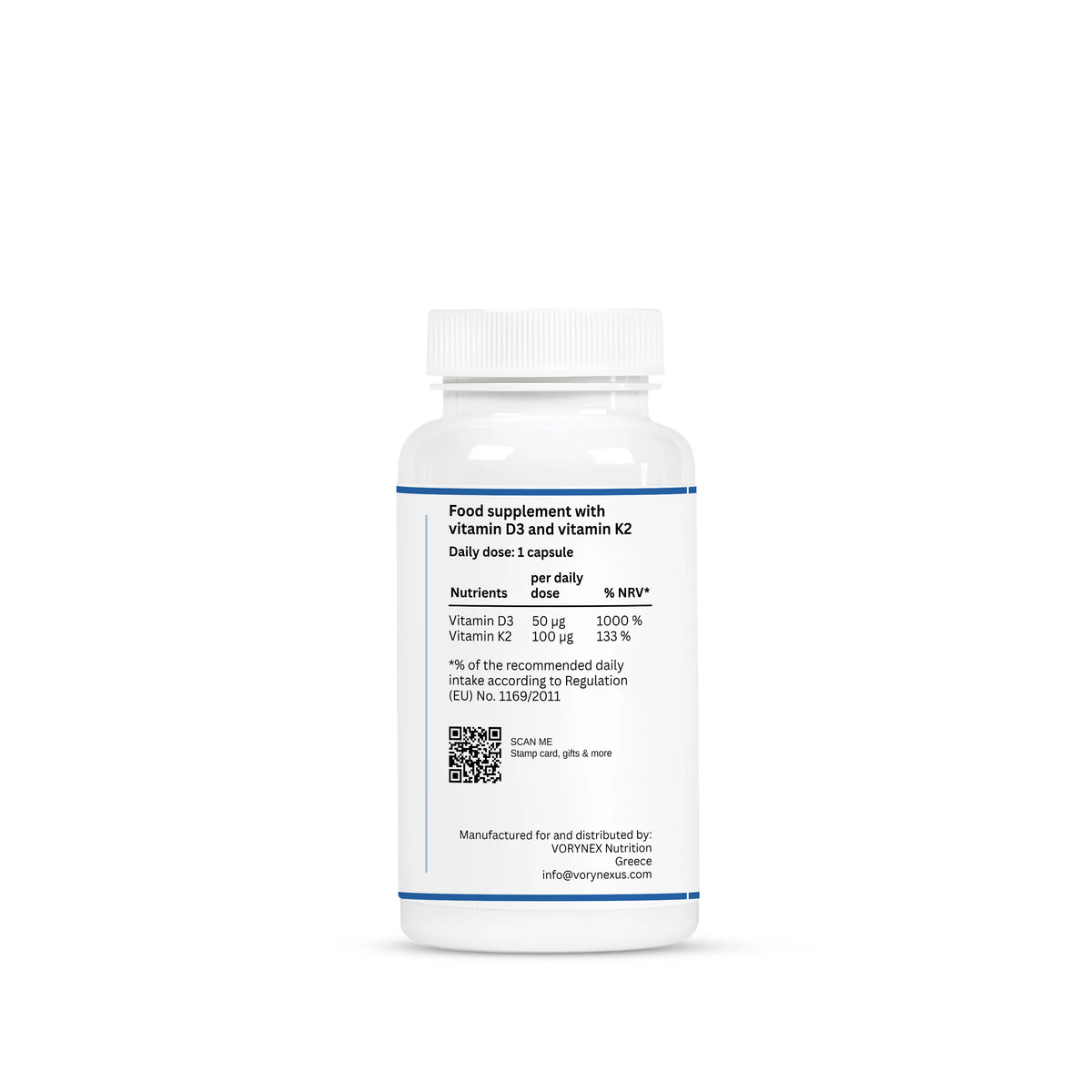 Vitamin D3 + K2 (MK-7) – 90 Capsules | VORYNEX