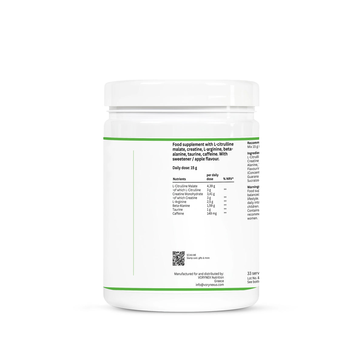 Pre-Workout Booster Green Apple - 500g | VORYNEX